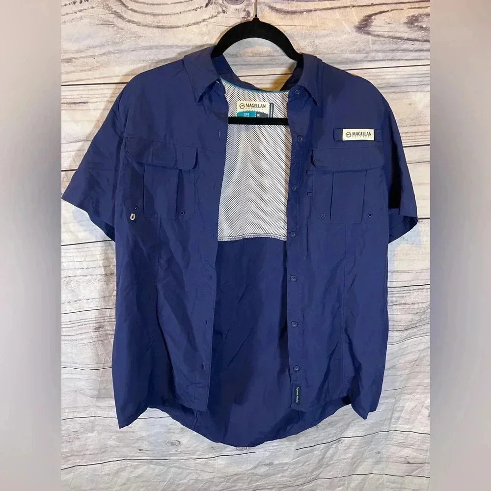 Magellan Fishing Navy Blue Short Sleeve Outdoor Shirt